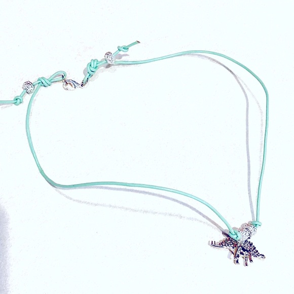 Handmade Silver Glitter Holiday Stegosaurus Dinosaur - Picture 2 of 5